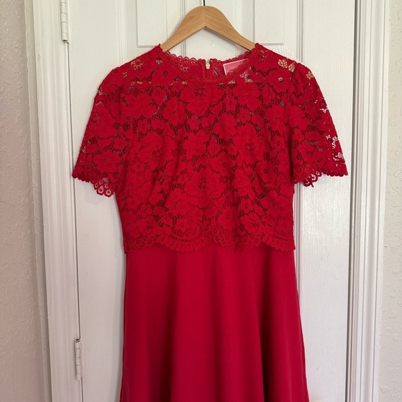 Kate Spade New York Rose Lace Bodice Ponte Dress Red Size 8 - Picture 5 of 16